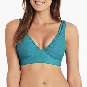 NWT Sea Level Swim Amazing Lace Long Line Triangle Bra Bikini Top in Seafoam 10